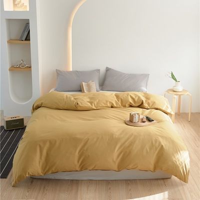 Gelb 100% Baumwolle Bettdecke Bettwäsche Set Kissenkoffer Einbauteile