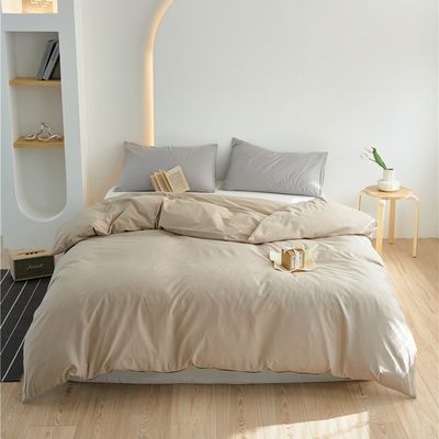 Massivbeige 100% Baumwolle Bettdecke Bettwäsche Set reine Baumwolle Bettwäsche Kissen Fall