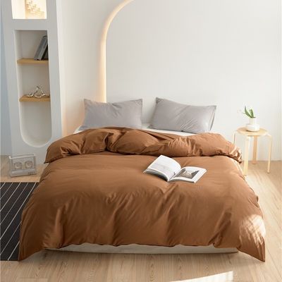 Moderne Braune Reinbaumwolle Bettdecke Bettwäsche Set Kissenkoffer Hohe Haltbarkeit