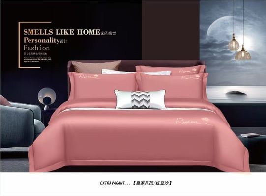 Massive rosa lange Baumwolle Stickerei Bettdecke Bettwäsche Set Textil
