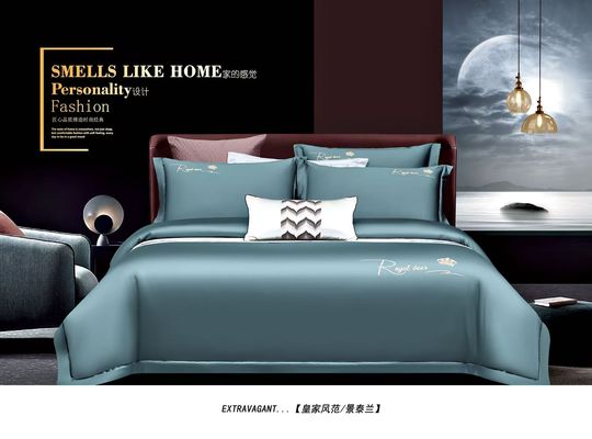 Ägyptische Baumwolle Feste Farbe Stickerei Bettdecke Bettwäsche Sets Home Textil