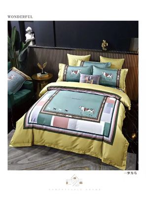 Markendesign 100% Baumwolle Satin Reaktiver Druck Anpassung Deckdecke Bettwäsche