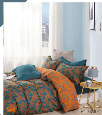 Orange Cyan Matching Jacquard 100% Baumwolle Bettwäsche Set Cutom Größe Decke