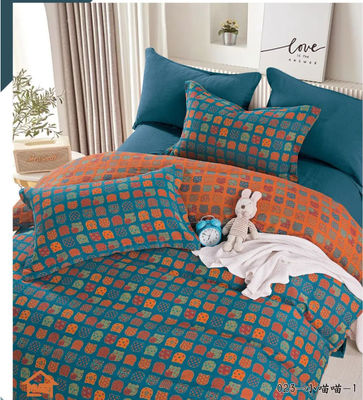 Orange Blau Fashion Design Jacquard Baumwolle Bettwäsche Set Decke Abdeckung Einbauteile