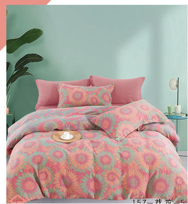 Farbige Jacquard gewaschene Baumwollgewebe Bettwäsche Set Decke Deckel Bettwäsche Fitted Bettwäsche