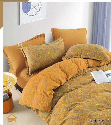 Europäischer Stil Jacquard Gewaschene Baumwollfarbe Bettwäsche Set Decke Deckel Kissen Fall Einbauteile