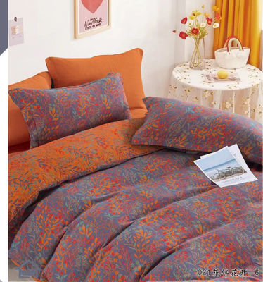 Orange &amp; Grey 100% gewaschene Baumwolle mit Jacquard-Bettwäsche