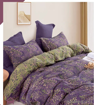 Gewaschene Baumwollbettwäsche Set Farbgewebe Doppel Jacquard Stoff