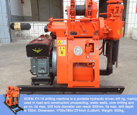 Portable XY-1A-4H Geologische Explorationsbohranlage 150m Hydraulische Steinkernmaschine Integrierte Dieselmotor Schlammpumpe für Berge und Ebene